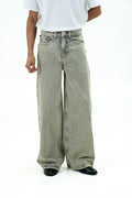 Distressed Acid-Wash Baggy Jeans