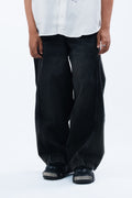 Wide-Leg Curved Seam Denim
