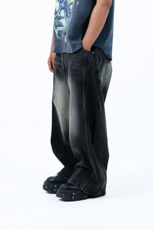 Baggy Faded Moon-Wash Jeans