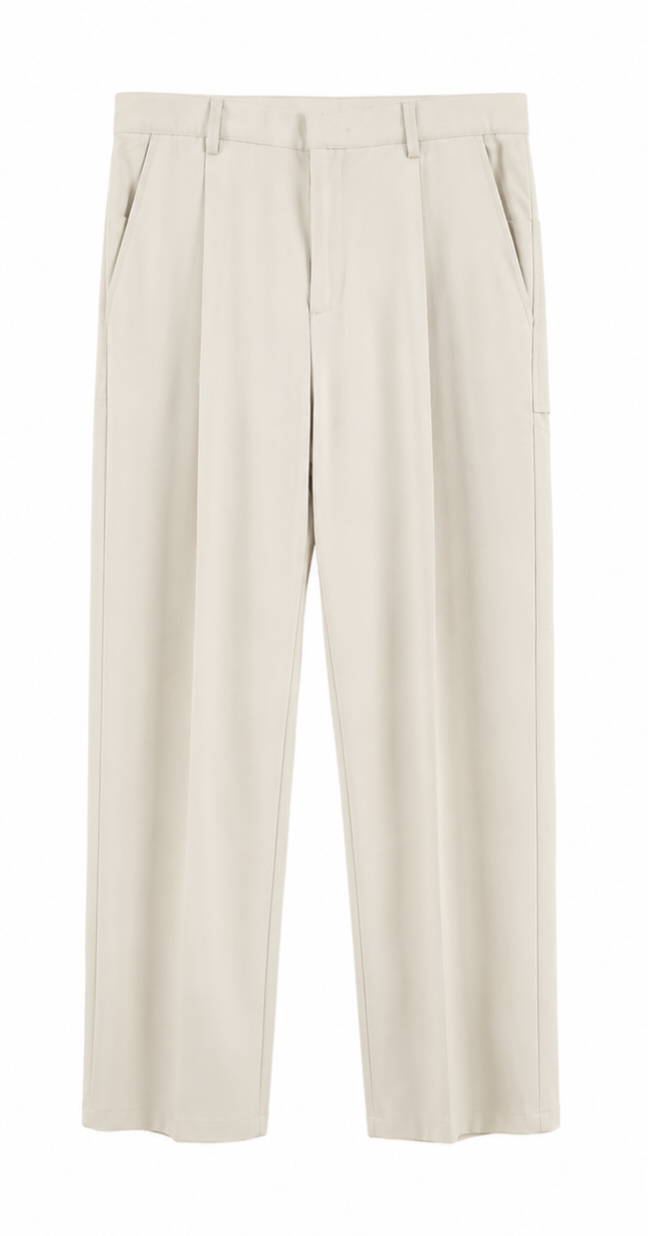 Classic Utility Straight Trousers – Ivory
