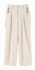 Side Buckle Wide-Leg Trousers – Ivory