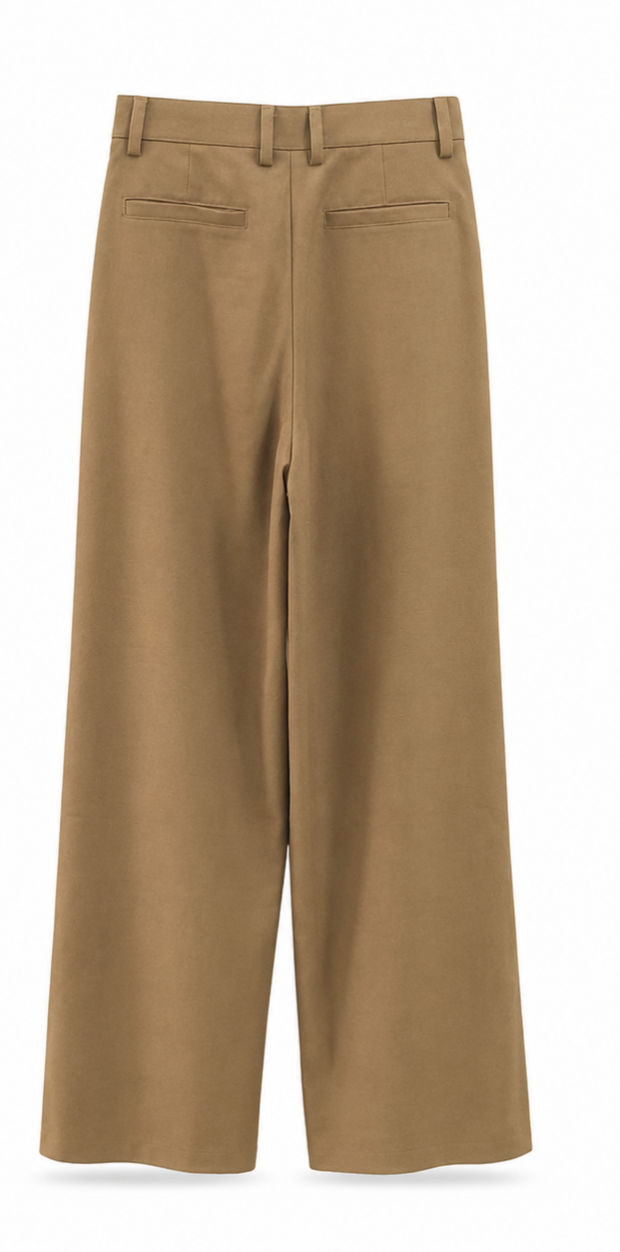 Brown Wide-Leg Formal Pants