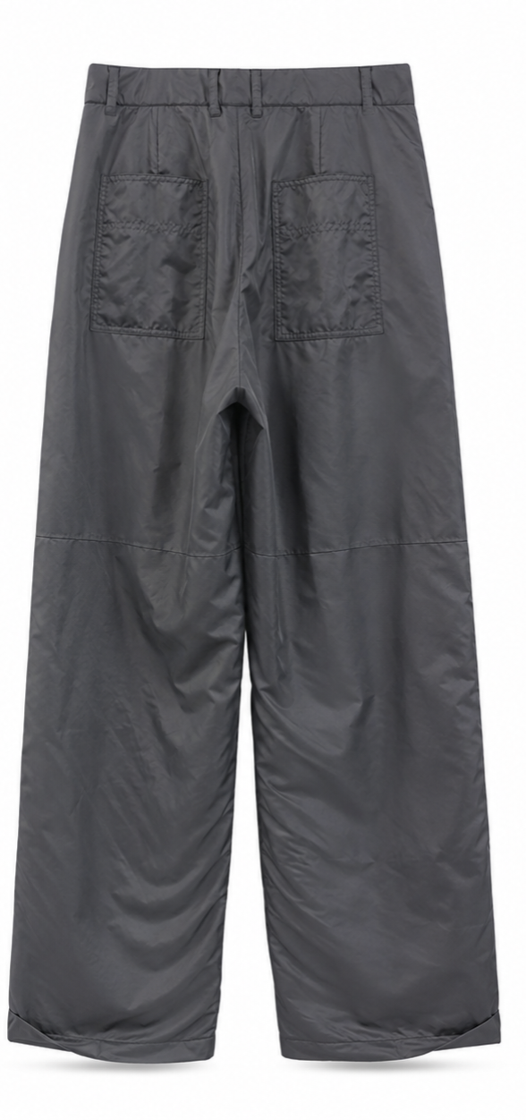 Charcoal Nylon Wide-Leg Pants