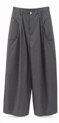 Graphite Curved Pocket Wide-Leg Pants