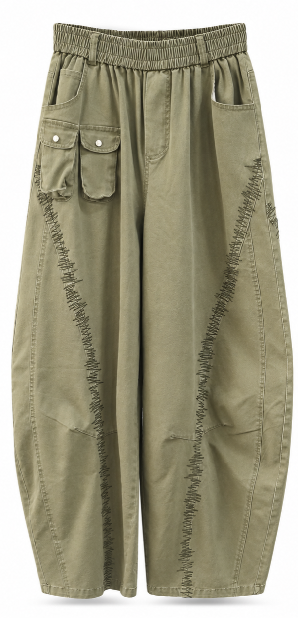 Olive Stitch Utility Super Baggy Pants