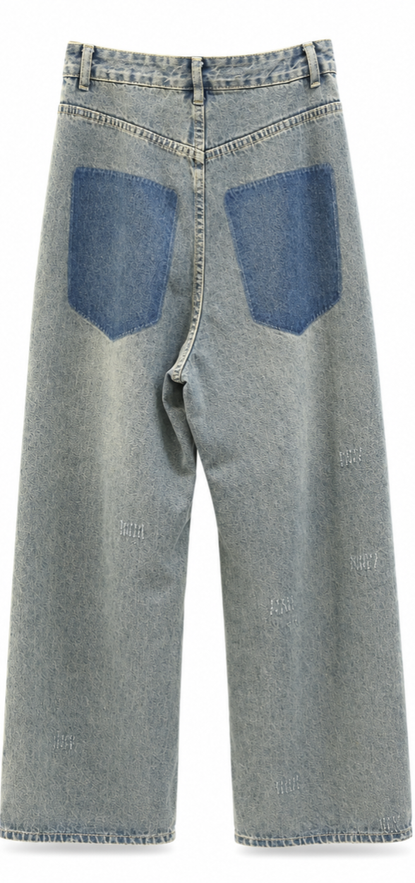 Vintage Blue Scratched Baggy Jeans