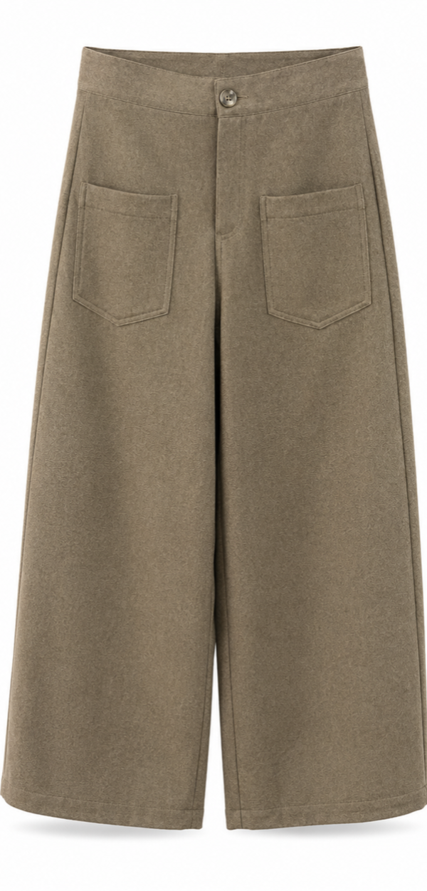 Mocha Minimal Wide-Leg Pants