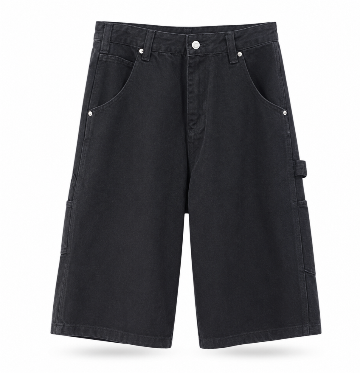 Black Utility Wide-Leg Shorts