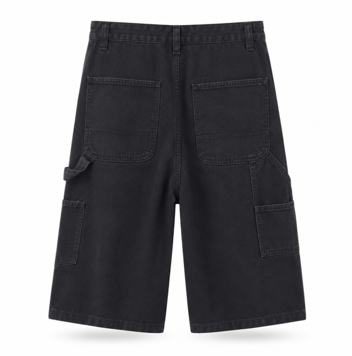 Black Utility Wide-Leg Shorts