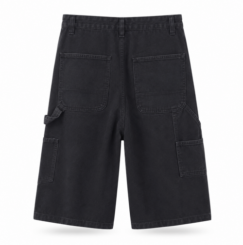 Black Utility Wide-Leg Shorts