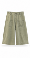 Olive Utility Wide-Leg Shorts