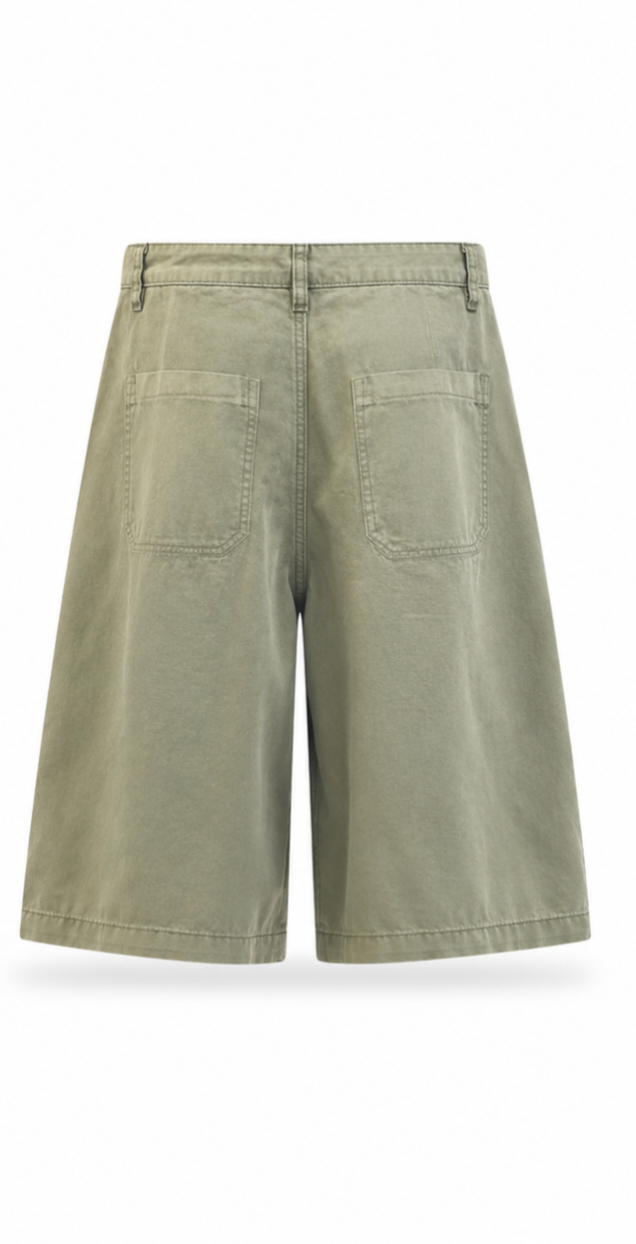 Olive Utility Wide-Leg Shorts