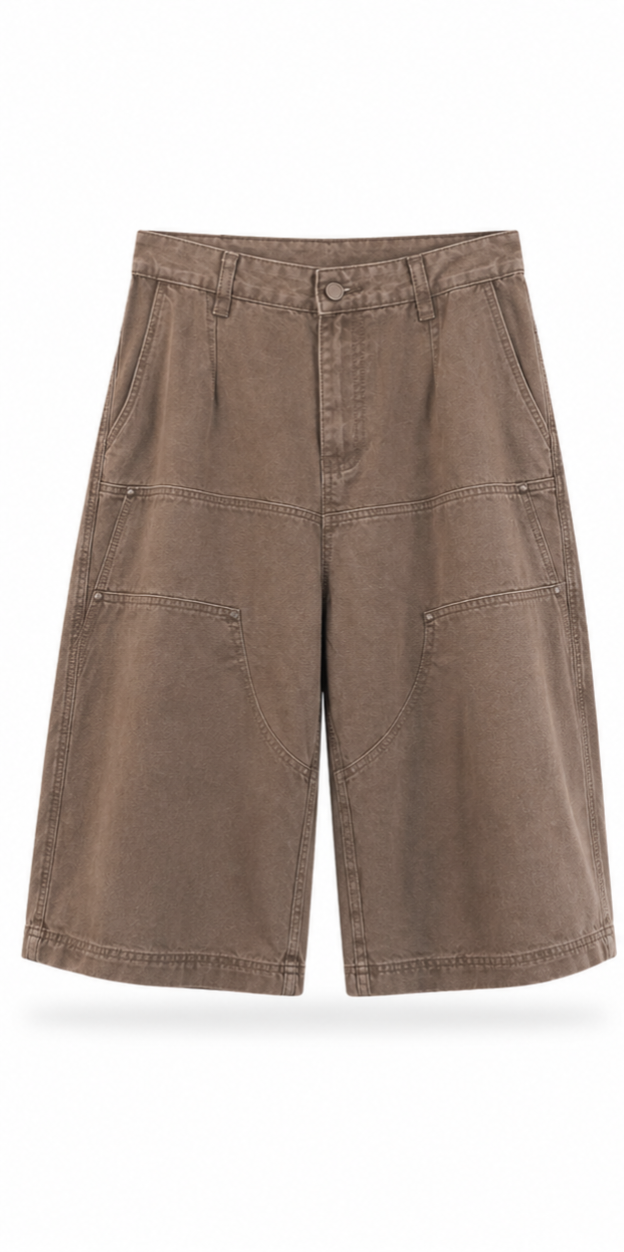 Brown Utility Panel Shorts
