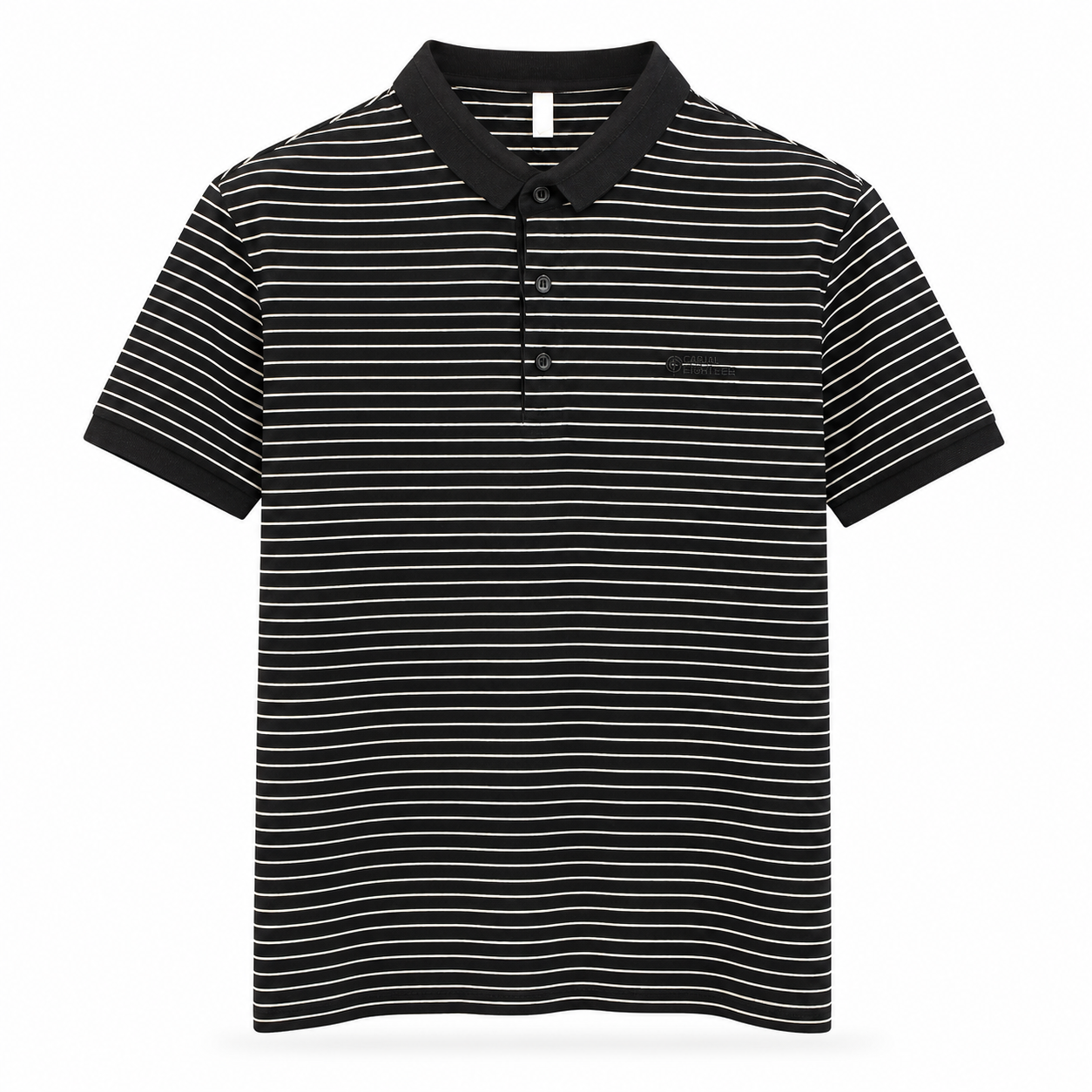 Black Striped Minimal Polo T-Shirt