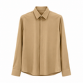 Sand Beige Minimal Formal Zipped Shirt