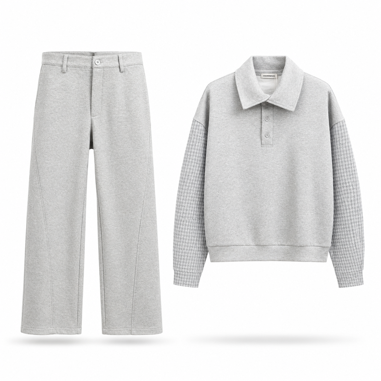 Light Grey Contrast Sleeve Polo Co-Ord Set