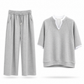 Grey V-Neck Lounge Co-Ord Set