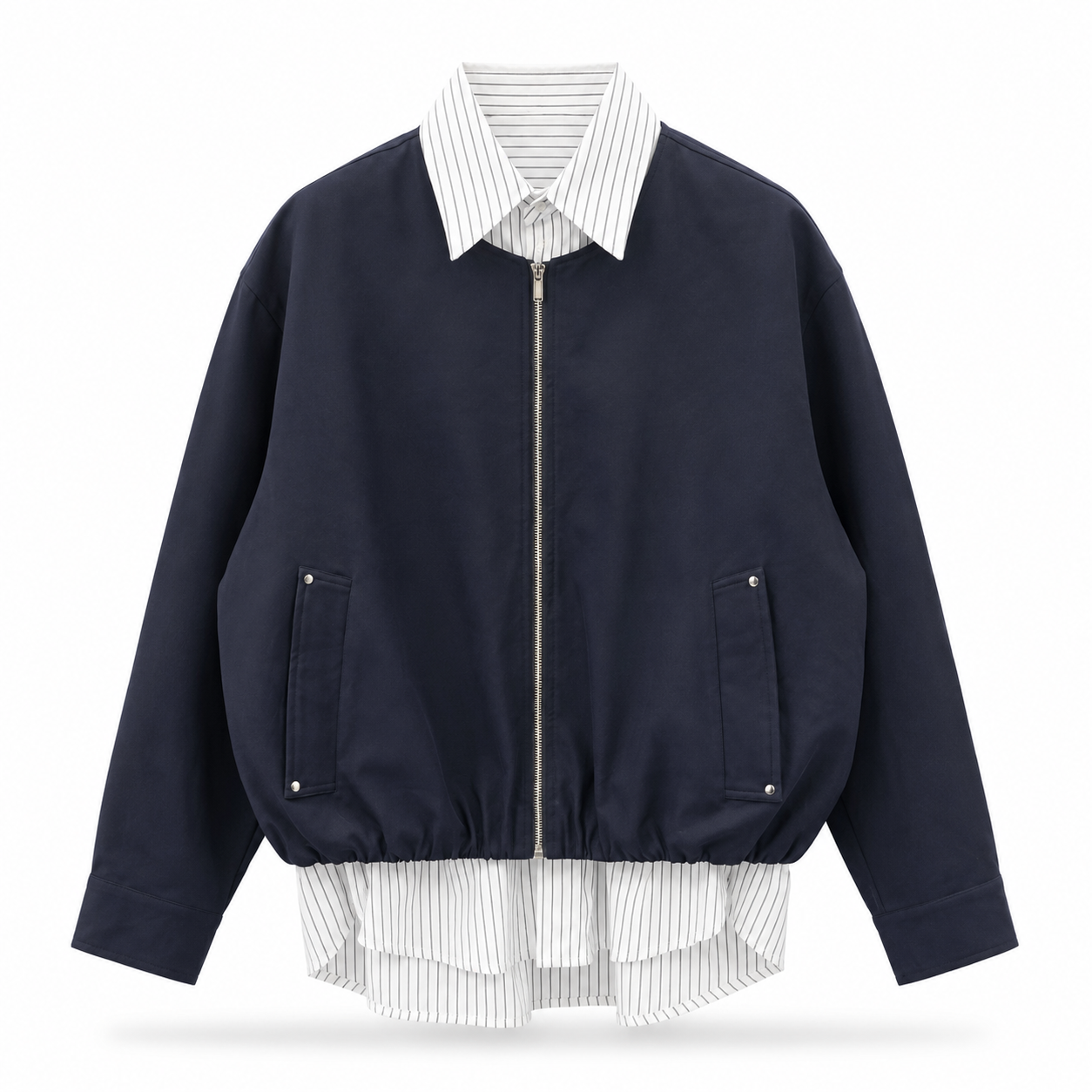 Layered Bomber Jacket – Navy