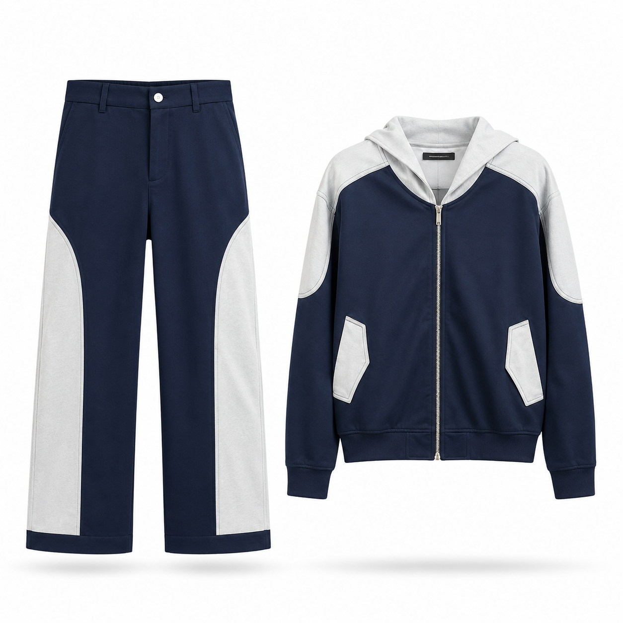 Navy Colorblock Hooded Co-Ord Set