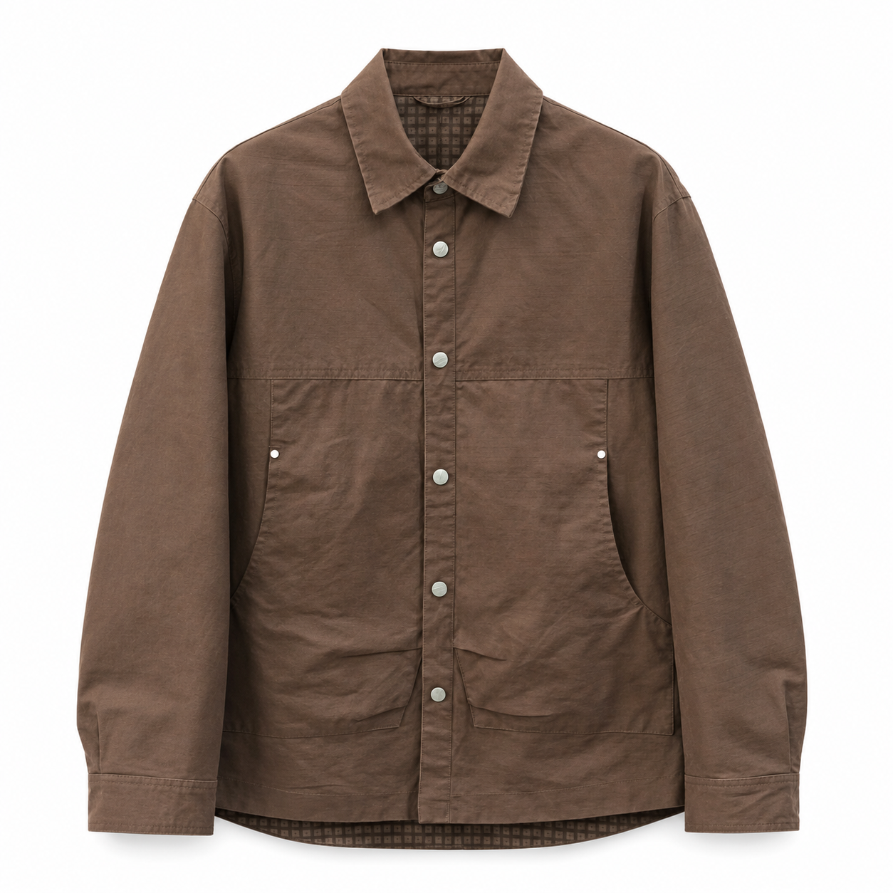 Brown Minimal Snap Jacket