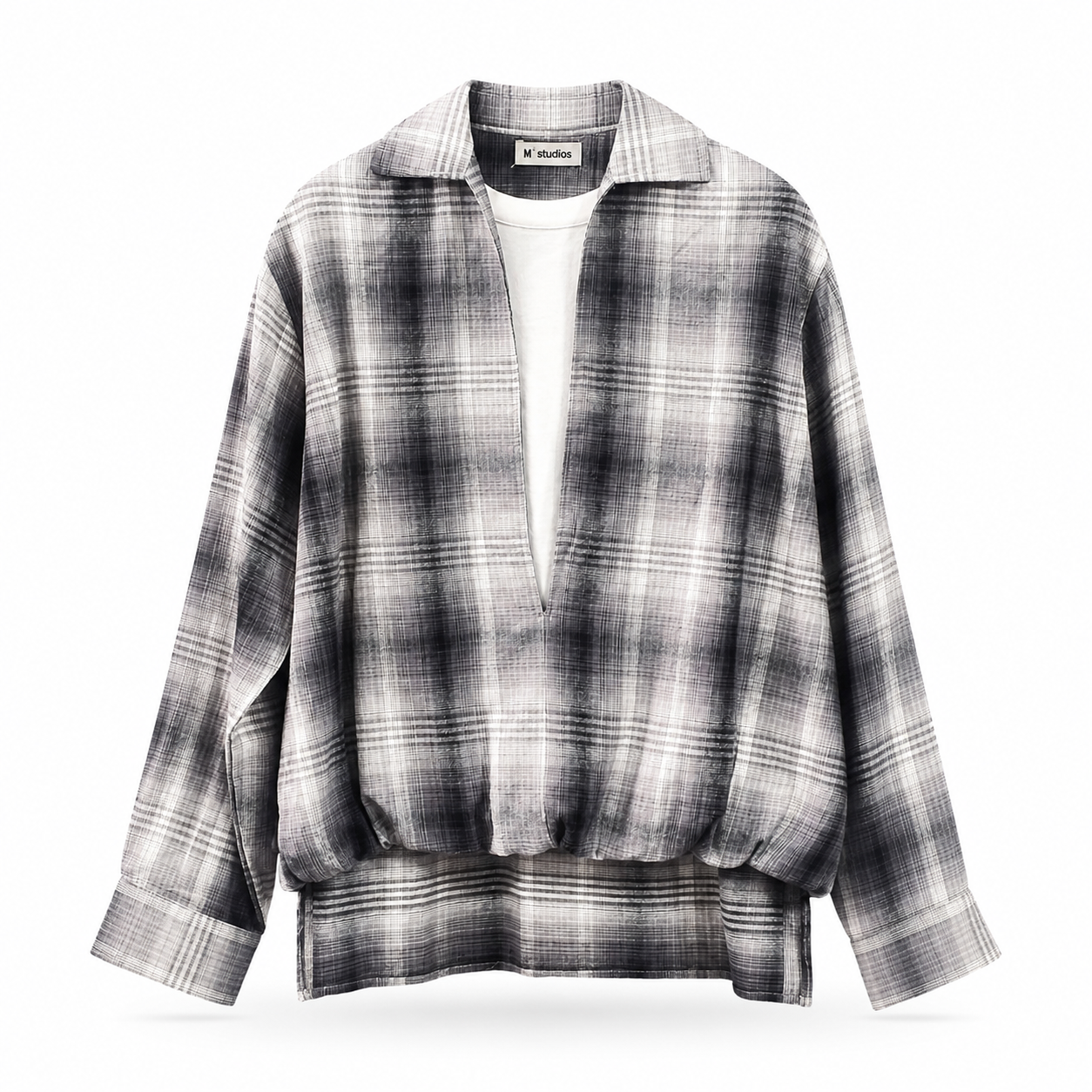 Grey Plaid Layered Shirt