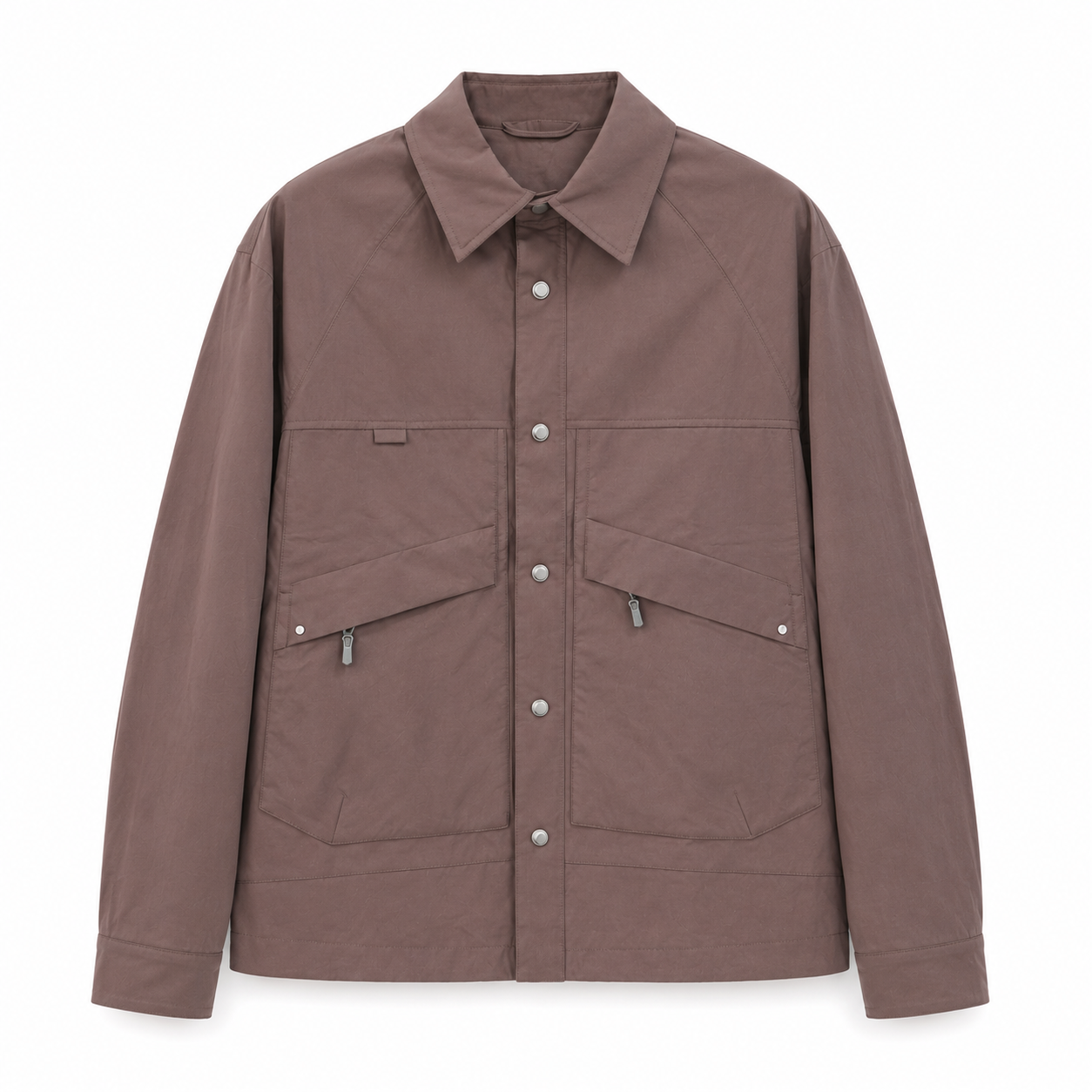 Brown Utility Snap Jacket