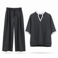 Black V-Neck Lounge Co-Ord Set