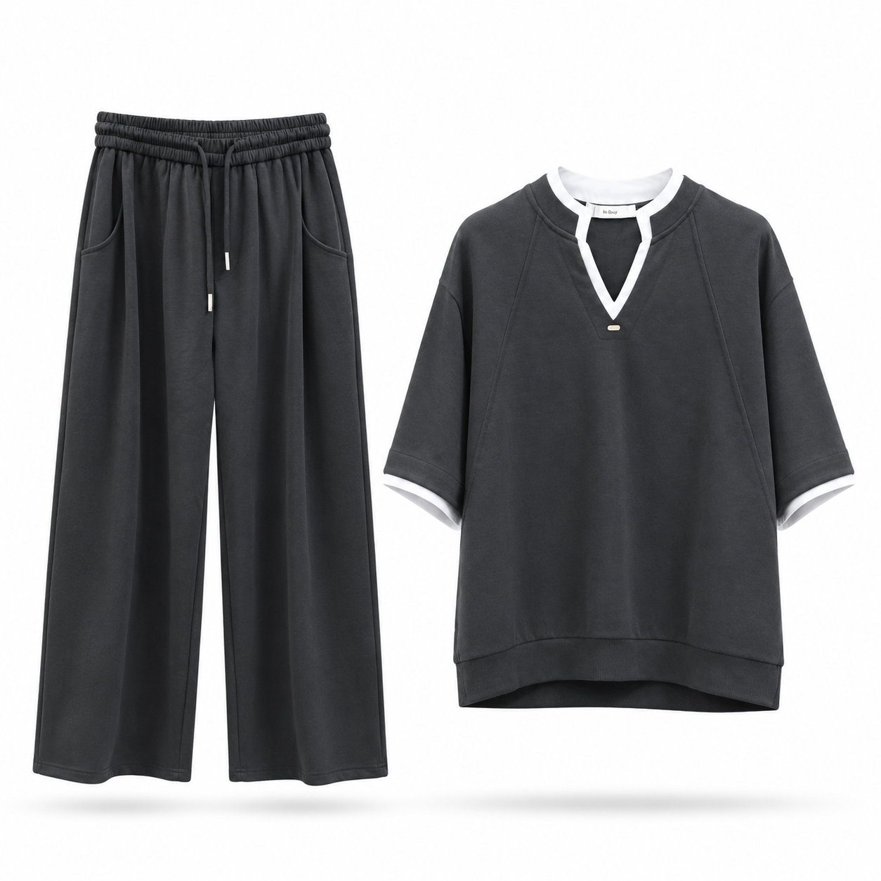 Black V-Neck Lounge Co-Ord Set
