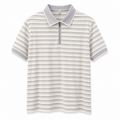 Grey Striped Polo T-Shirt