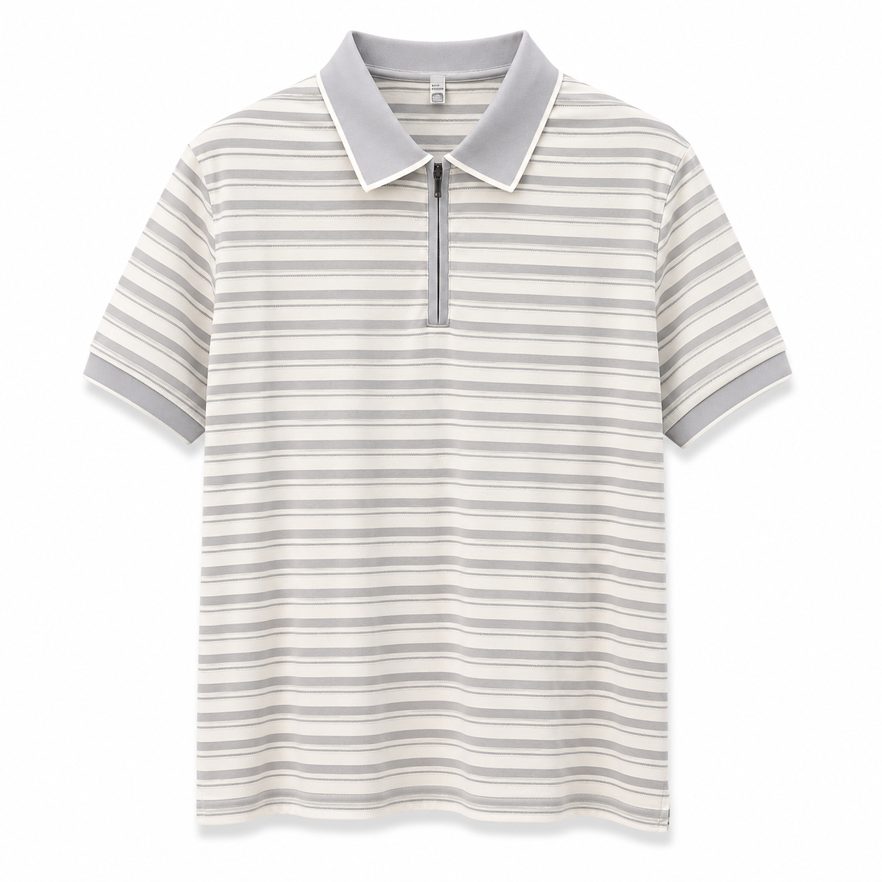 Grey Striped Polo T-Shirt