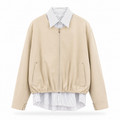 Layered Bomber Jacket – Beige