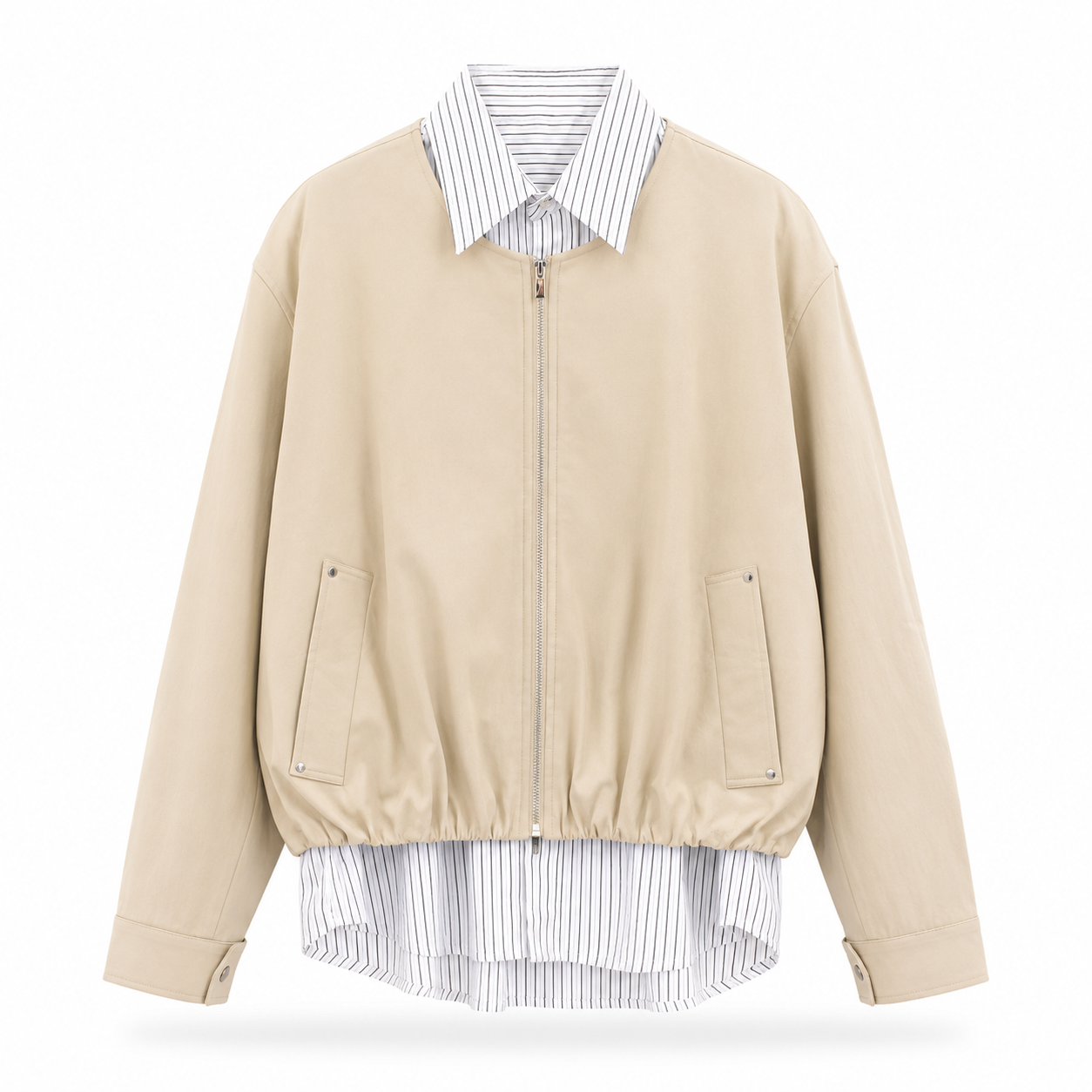 Layered Bomber Jacket – Beige
